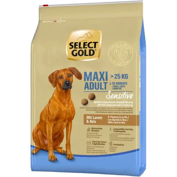 select gold sensitive maxi adult con agnello e riso 4kg