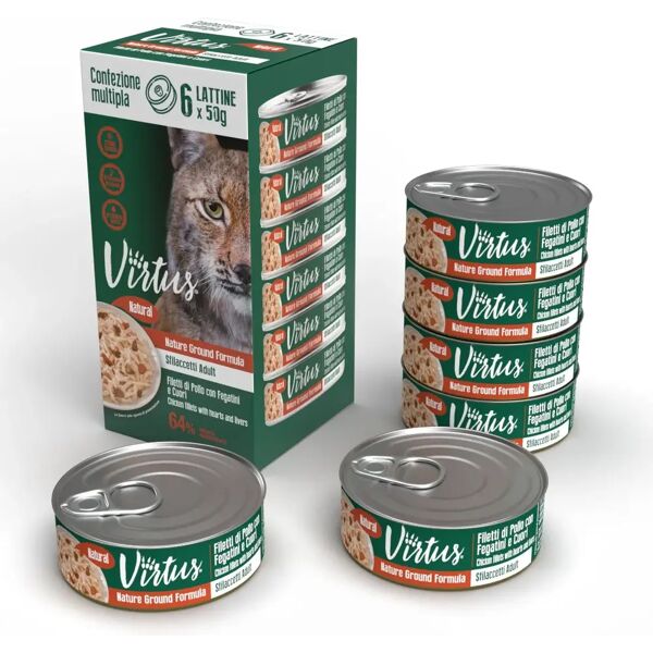 virtus cat natural multipack 6x50g pollo con fegatini