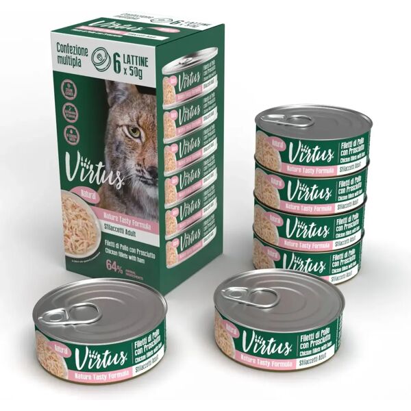 virtus cat natural multipack 6x50g pollo con prosciutto