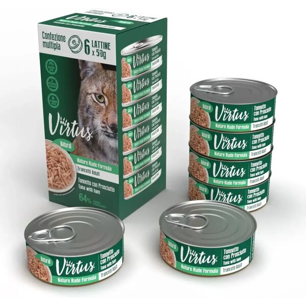 virtus cat natural multipack 6x50g tonnetto con prosciutto