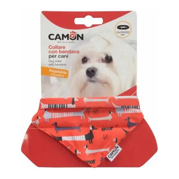 camon collare per cane con bandana rossa 20x350/500mm