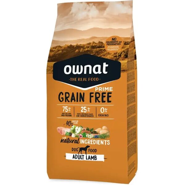 ownat dog prime grain free adult agnello 3kg