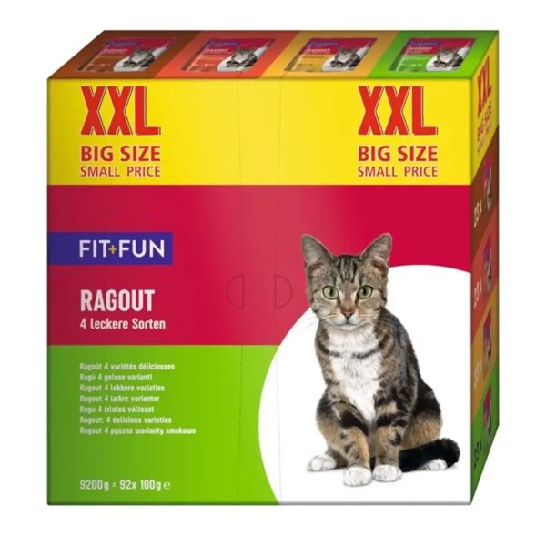 fit and fun fit+fun ragout cat busta multipack 92x100g mix carne