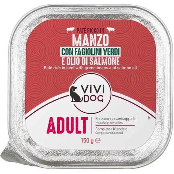 vivi dog adult vaschetta multipack 12x150g manzo con fagiolini