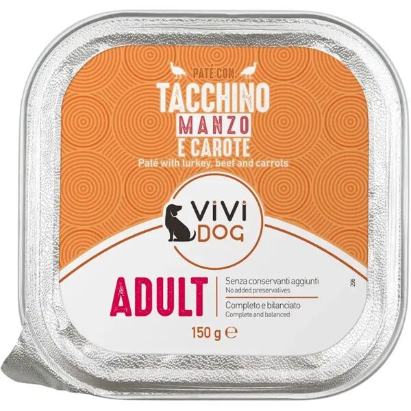 vivi dog adult vaschetta multipack 12x150g tacchino e manzo