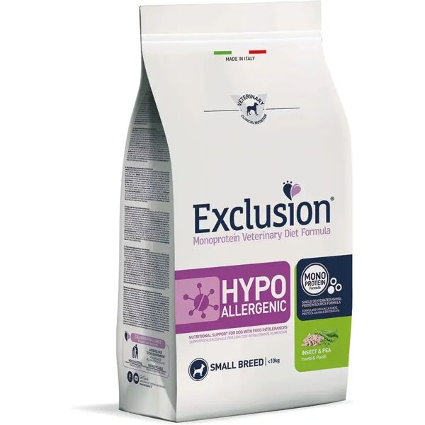 exclusion dog diet hypoallergenic small insetti e piselli 2kg