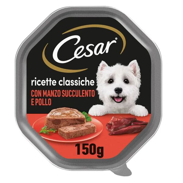 cesar dog ricette classiche vaschetta multipack 14x150g manzo e pollo