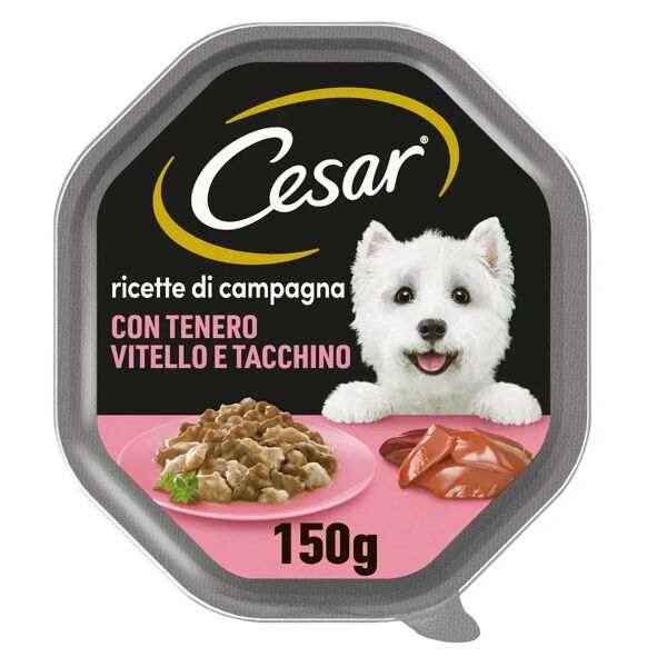 cesar dog ricette di campagna vaschetta multipack 14x150g vitello e tacchino