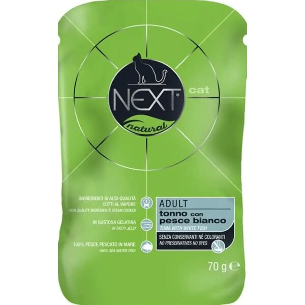 next natural cat busta multipack 30x70g tonno con pesce bianco