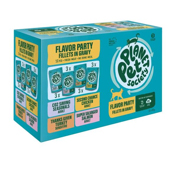 planet pet society cat adult busta multipack 12x85g mix carne e pesce