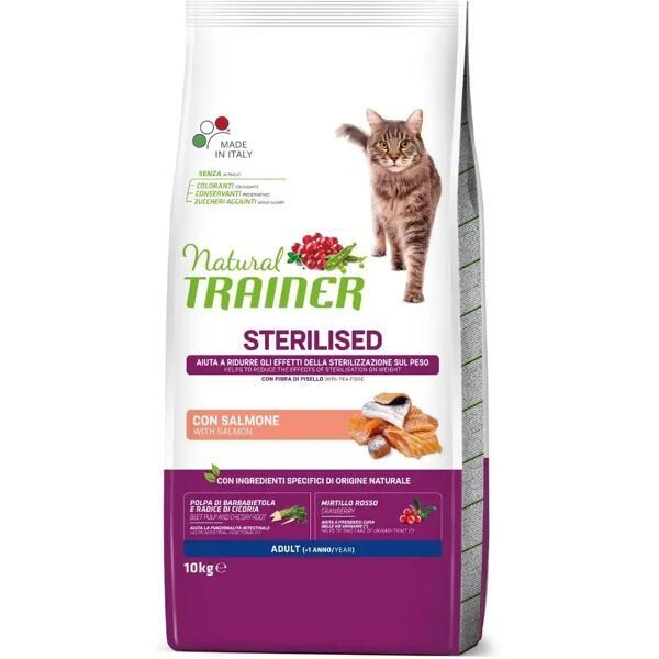 natural trainer gatto sterilised salmone 10kg