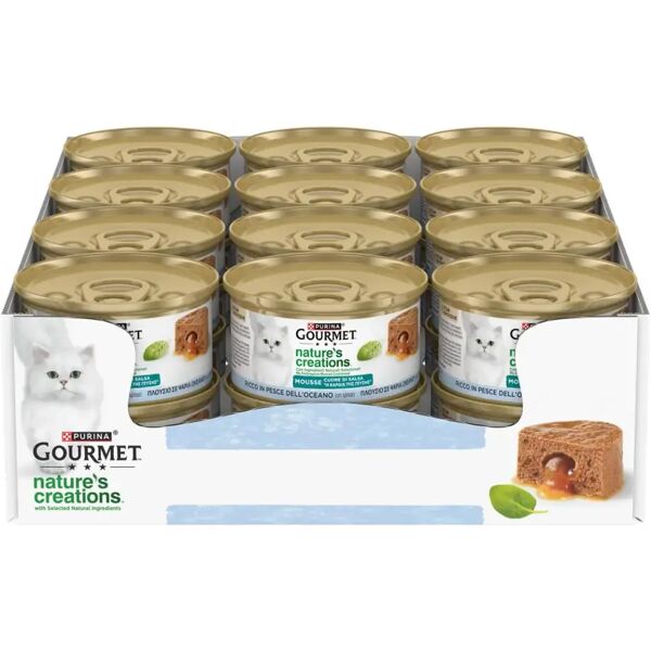 gourmet nature's creations mousse cat lattina multipack 24x85g pesce dell'oceano e spinaci