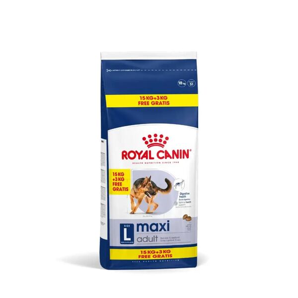 royal canin maxi adult alimento secco completo per cani adulti di taglia grande 15+3kg
