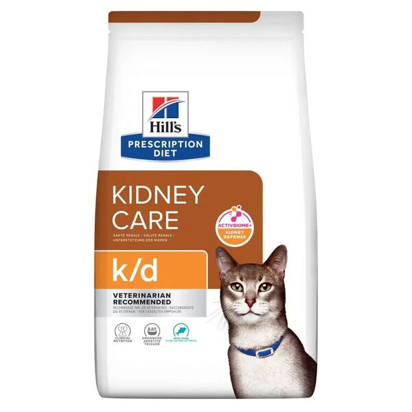 hills hill's prescription diet k/d kidney care alimento secco per gatti con tonno 1.5kg