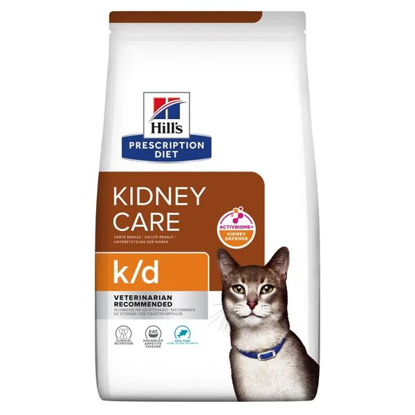 hills hill's prescription diet k/d kidney care alimento secco per gatti con tonno 400g