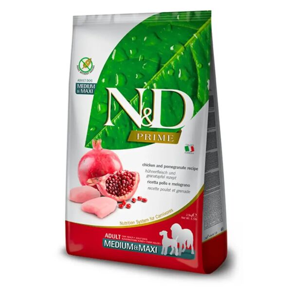 n&d prime adult medium maxi pollo melograno 12kg