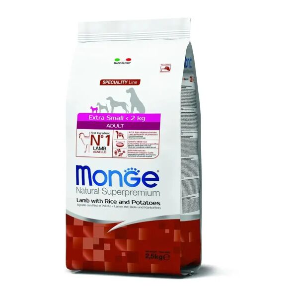 monge natural superpremium adult extra small con agnello 2.5kg