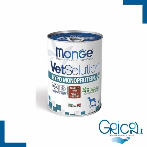 monge cane vetsolution hypo monoprotein agnello 400gr - 1 pz