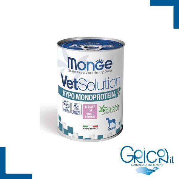 monge cane vetsolution hypo monoprotein maiale 400gr - 1 pz