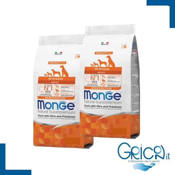 monge cane all breeds adult anatra con riso e patate - 2+ sacchi