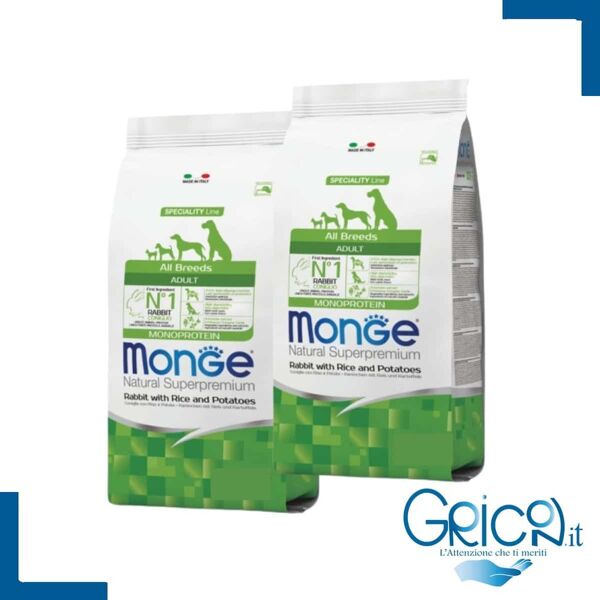 monge cane all breeds adult coniglio con riso e patate - 2+ sacchi