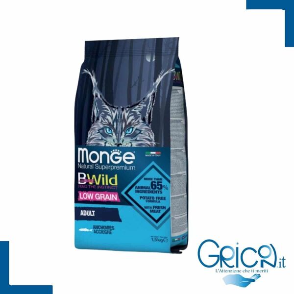 monge gatto bwild low grain acciughe 1.5 kg - 2+ sacchi