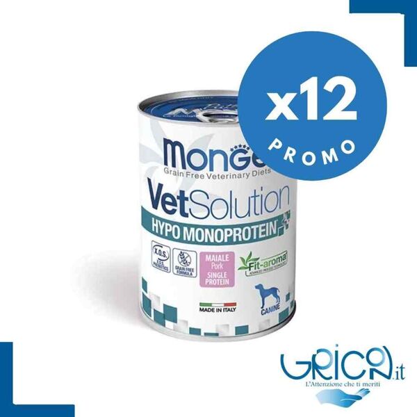 monge cane vetsolution hypo monoprotein maiale 400gr - 12 pz