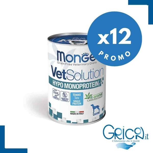 monge cane vetsolution hypo monoprotein tonno 400gr - 12 pz