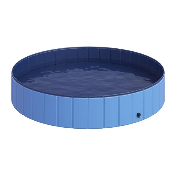 pawhut piscina vasca da bagno portatile pieghevole per cani animali domestici in pvc azzurro Φ160 x 30cm