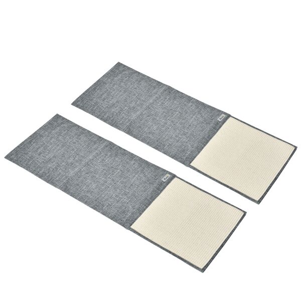 pawhut set 2 tiragraffi per gatti da divano, tappetini tiragraffi in sisal e poliestere, 130x45cm, grigio