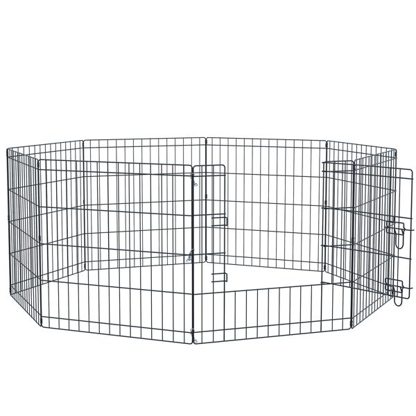 pawhut recinto per cani gatti cuccioli roditori recinzione per animali recinzione rete gabbia 8 pezzi 61 x 61cm nero