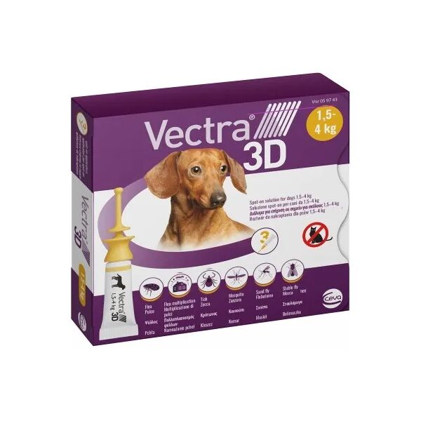 vectra 3d giallo spot-on cani da 1,5 a 4kg 3 pipette monodose