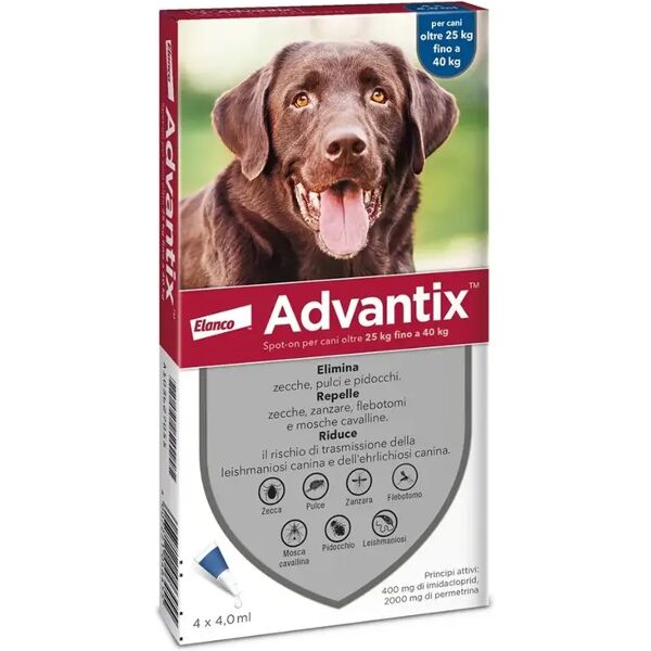 advantix spot-on cani oltre 25 kg fino a 40 kg 4 pipette monodose