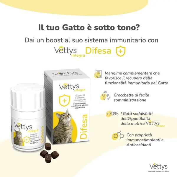 vettys integra difesa gatto integratore per il supporto del sistema immunitario del gatto 30 compresse