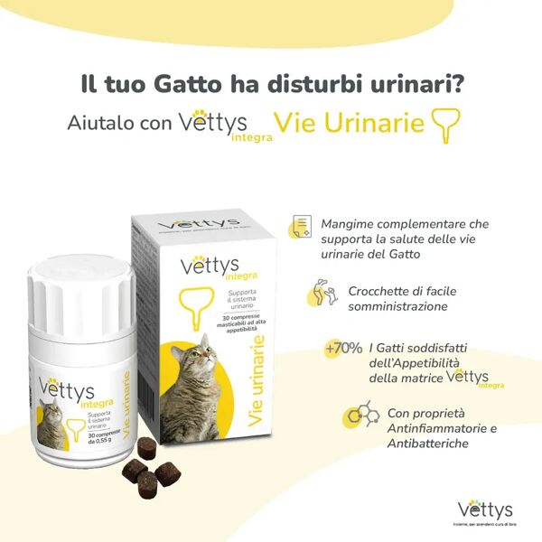 vettys integra vie urinarie per il benessere delle vie urinarie del gatto 30 compresse