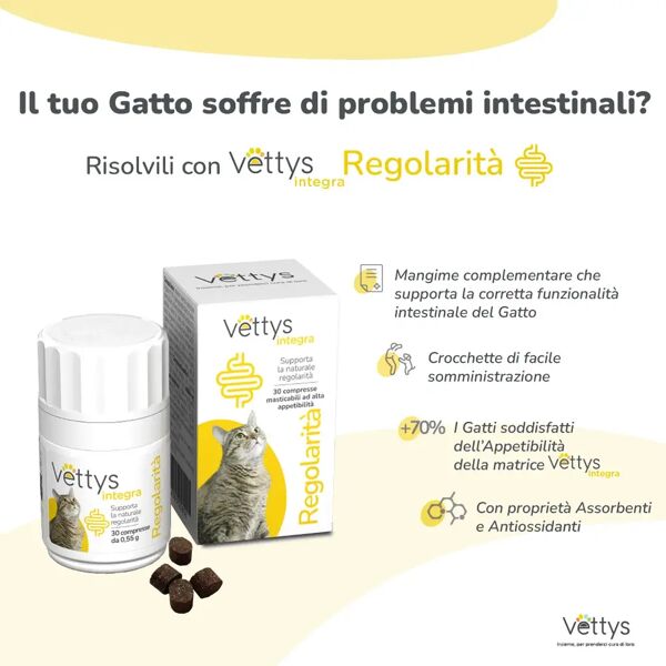 vettys integra regolarità gatto integratore flora intestinale 30 compresse masticabili