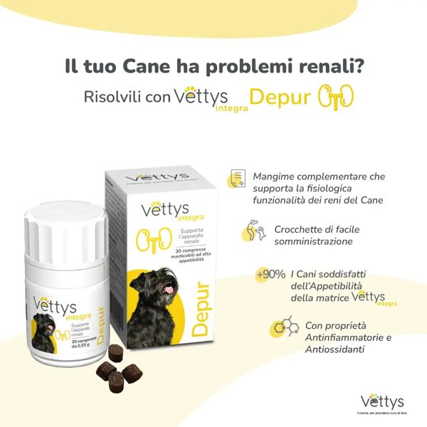 vettys integra depur cane integratore per supportare la funzionalità renale del cane 30 compresse