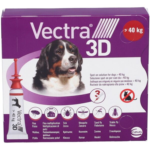 ceva vectra 3d rosso spot-on cani superiori a 40 kg 3 pipette