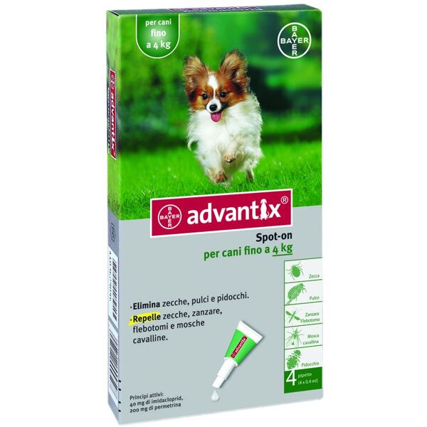 advantix spot-on cani fino a 4 kg 4 pipette monodose 0,4 ml