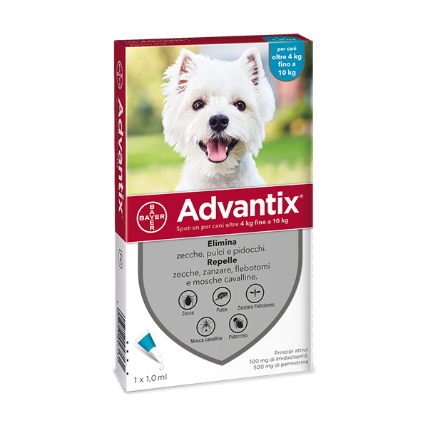 advantix spot-on cani da 4 a 10 kg 1 pipetta monodose 1 ml