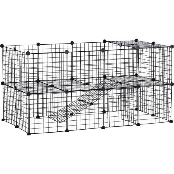 allmypets d0607d recinto box gabbia fai da te conigli criceti nero l146xw73xh73cm - d0607d