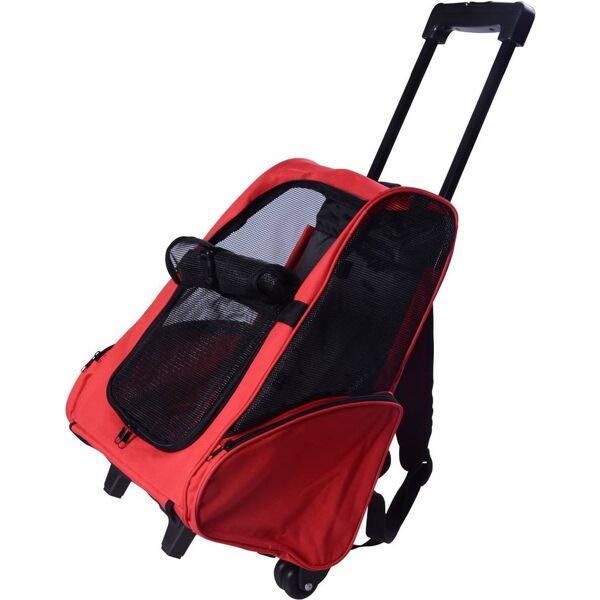 allmypets d1001d trolley per cane zaino 2 in 1 per piccoli animali domestici rosso - d1001d