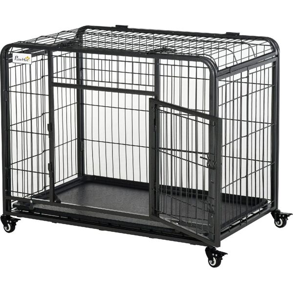 allmypets d52552v51 kennel per cani pieghevole porta con blocco 4 ruote fondo rimovibile - d52552v51