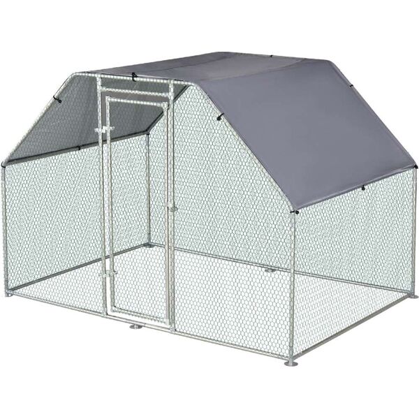 dechome d43dh15 recinto gabbia per galline in metallo galvanizzato porta con blocco e sezione con copertura oxford grigio - d43dh15