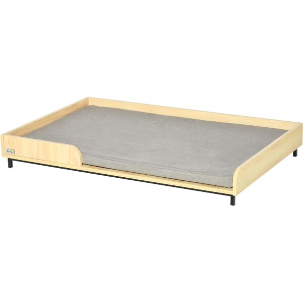 dechome 239akd04 cuccia per cani da interno taglia medio grande rialzata con cuscino removibile e lavabile lettino gambe in legno e acciaio 110x70x15.5cm rovere e grigio - 239akd04