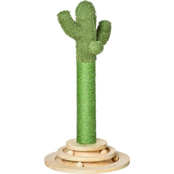 dechome 453 tiragraffi per gatti albero tiragraffi a forma di cactus per gatti albero tiragraffi corda sisal e base con palline in legno 32x32x60cm