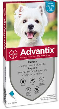 Elanco Italia Spa Advantix - Spot On Antiparassitario Per Cani 4-10 Kg Confezione 6 Pipette