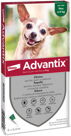 Elanco Italia Spa Advantix Spot-On Antiparassitario Per Cani 0-4kg 6 Pipette