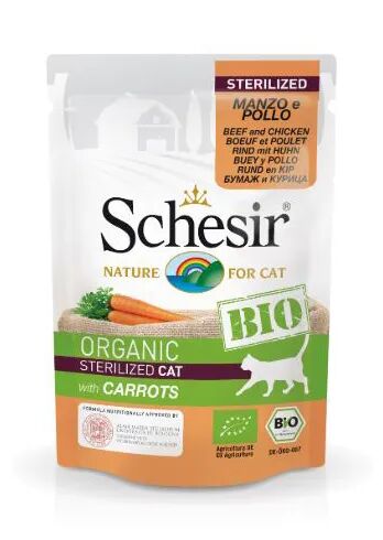 SCHESIR Bio Cat Sterilized Busta Multipack 16x85G MANZO E POLLO E CAROTE