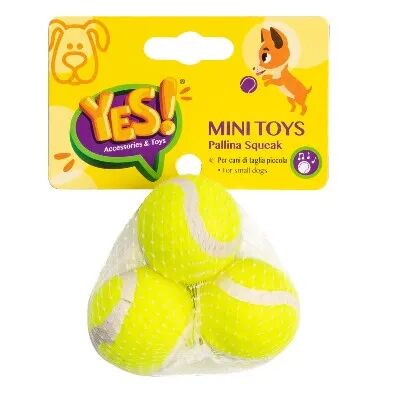 YES Mini Toys per Cane Pallina Squeak Gialla CM.3.8
